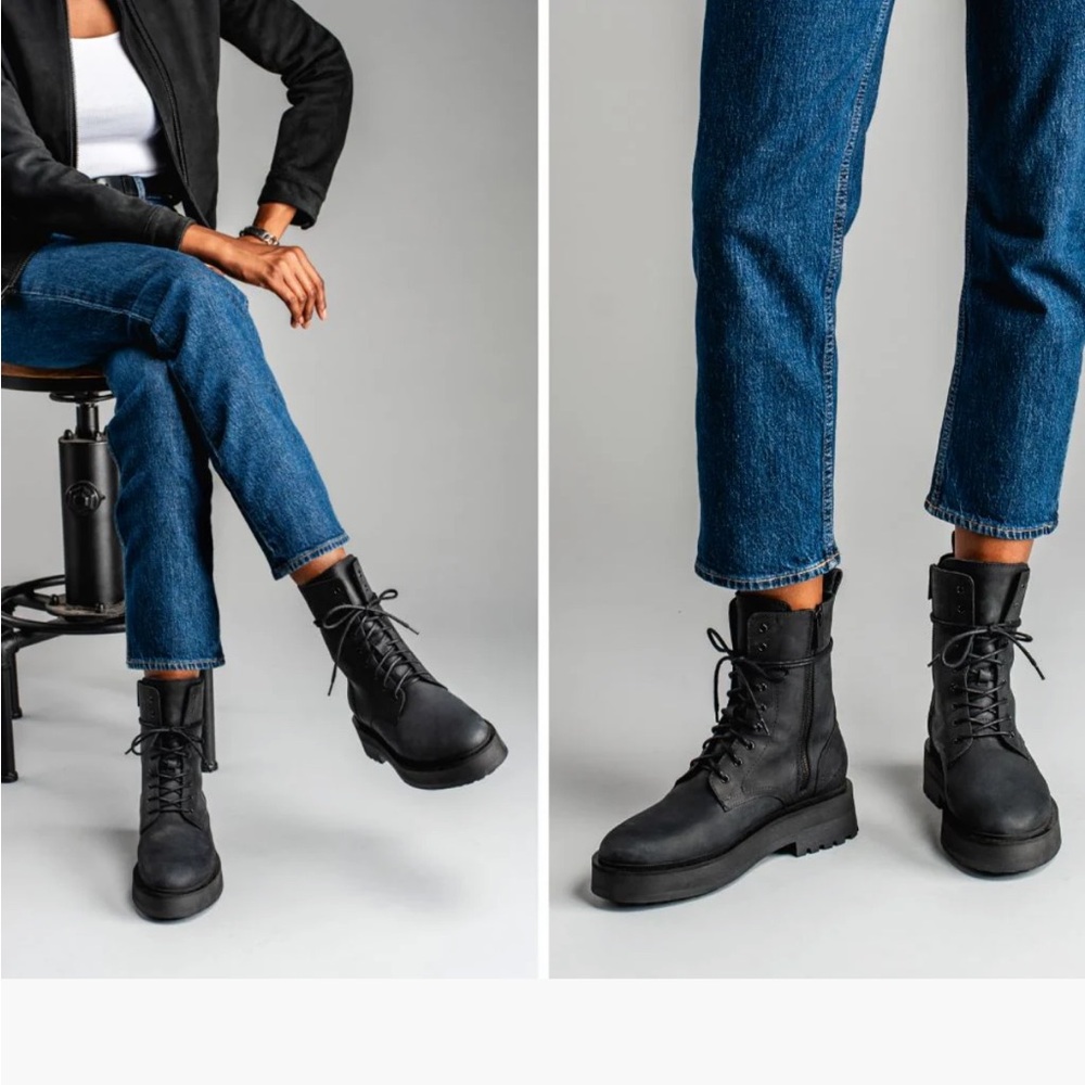 Thursday Matte Leather Platform Combat Boots Women 7.5 New NIB